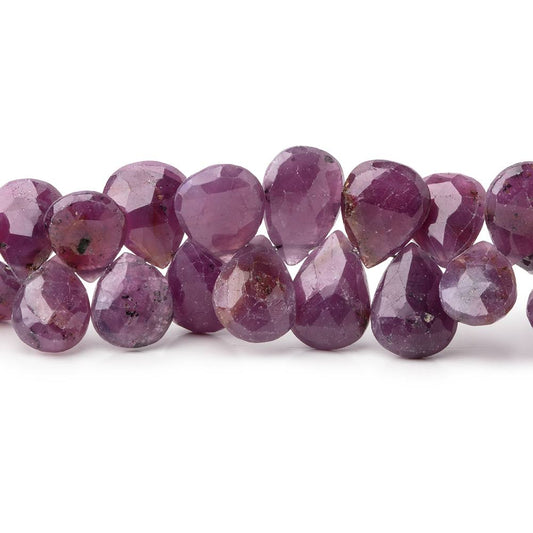 7x5-11x8mm Ruby Faceted Pear Beads 8 inch 61 pieces