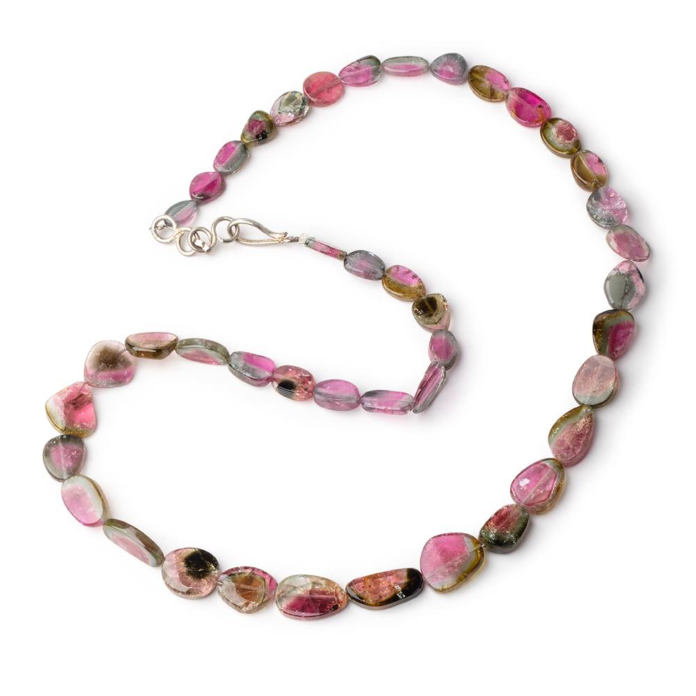 7x5-12.5x11mm Watermelon Tourmaline Slice Beads 17 inch 43 pieces AAA