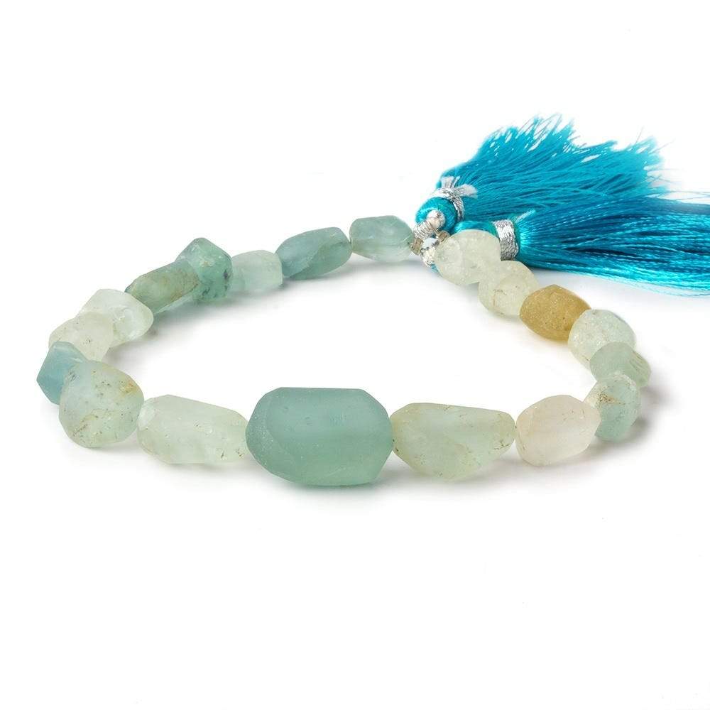 7x5-14x6mm Frosted Aquamarine & Yellow Beryl plain nugget beads 8 inch 16 pieces