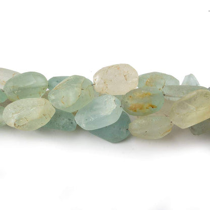 7x5-14x6mm Frosted Aquamarine & Yellow Beryl plain nugget beads 8 inch 16 pieces