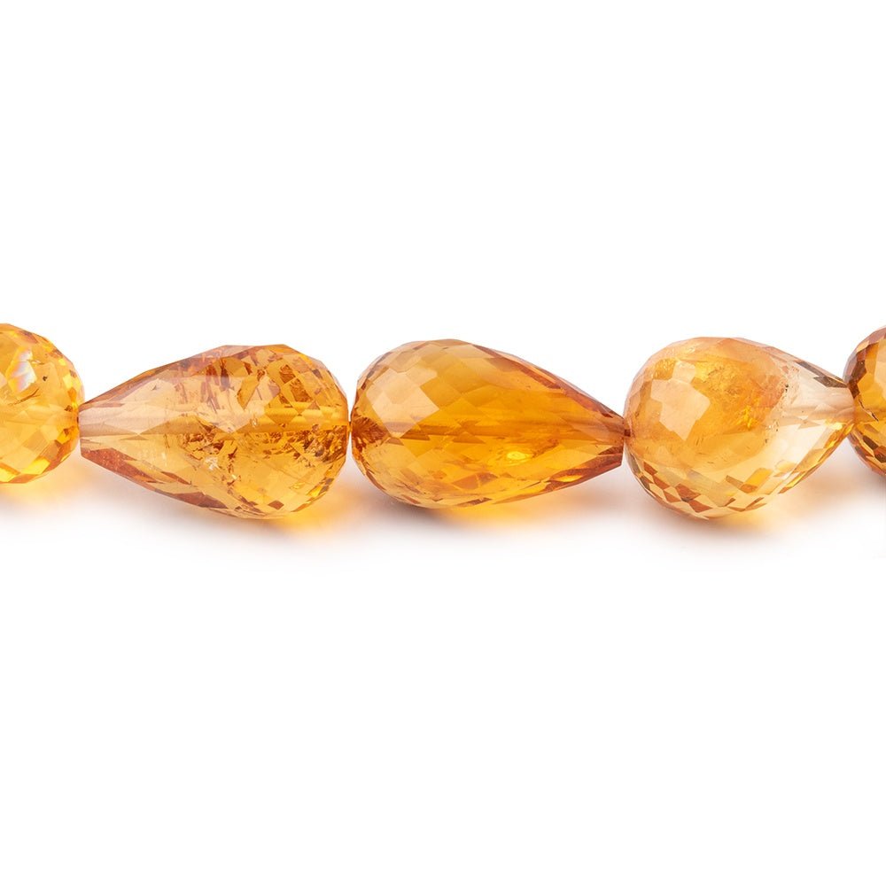 7x5-15x10mm Citrine Straight Drill Faceted Tear Drop Beads 15 inch 36 pieces