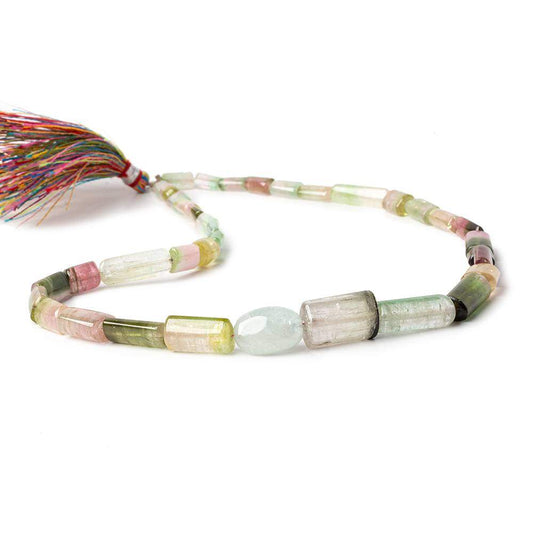 7x5-15x11mm Afghani Tourmaline Plain Tube Beads 16 inch 37 pieces