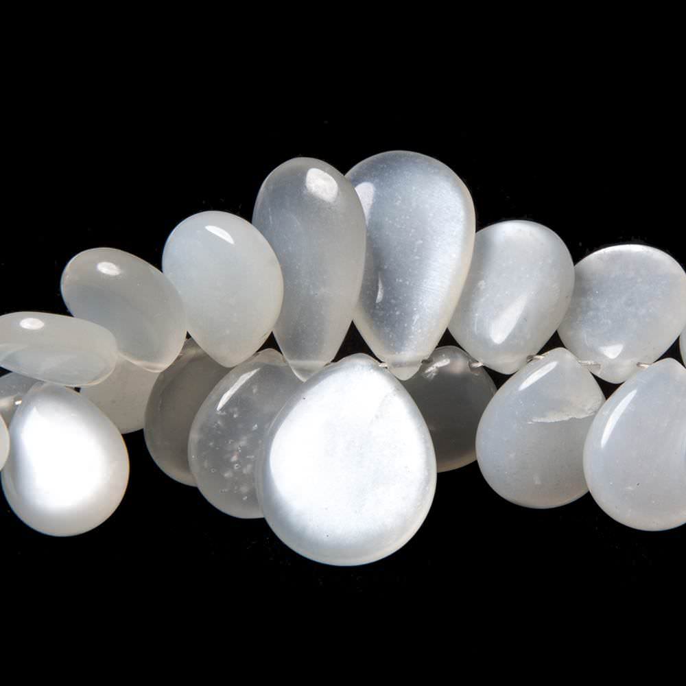 9x7-16x12mm Ceylon White Moonstone plain pear beads 16 inch 94 pieces