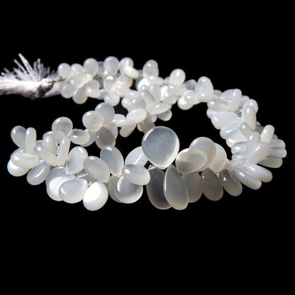 9x7-16x12mm Ceylon White Moonstone plain pear beads 16 inch 94 pieces