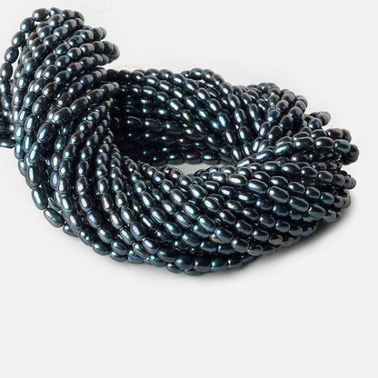 7x5mm-8x5mm Indigo Deep Blue Base Large Hole Oval Freshwater Pearls 15inch 48pcs