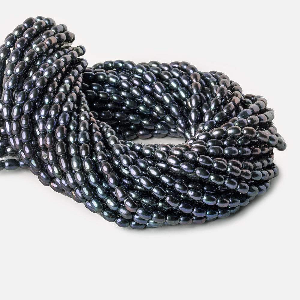 7x5mm Indigo Blue Large Hole Oval Freshwater Pearls 15inch 48pcs