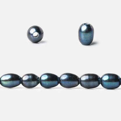 7x5mm-8x5mm Indigo Deep Blue Base Large Hole Oval Freshwater Pearls 15inch 48pcs