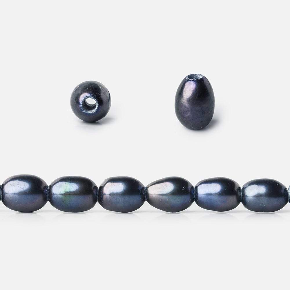 7x5mm Indigo Blue Large Hole Oval Freshwater Pearls 15inch 48pcs