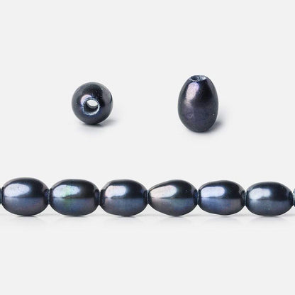 7x5mm Indigo Blue Large Hole Oval Freshwater Pearls 15inch 48pcs