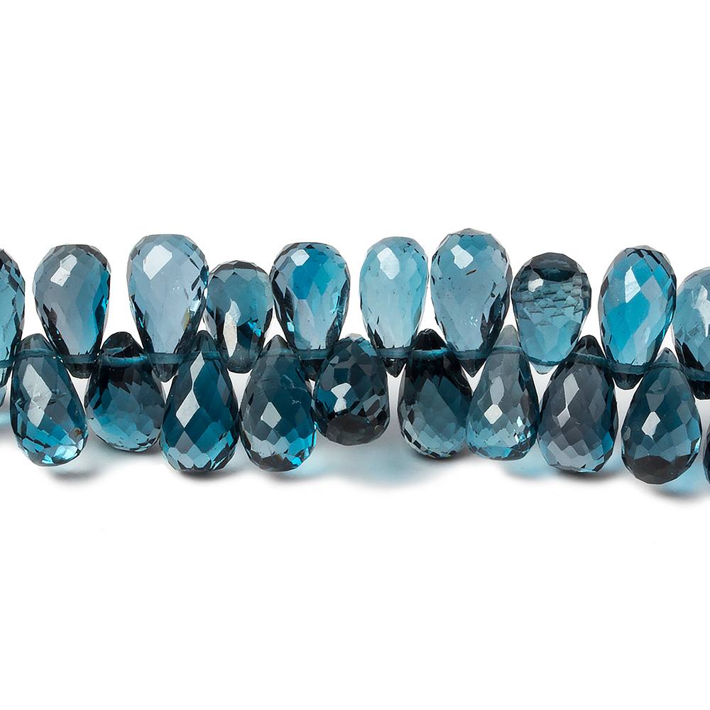 7x5-8x5mm London Blue Topaz faceted tear drop beads 8 inch 73 pieces AA