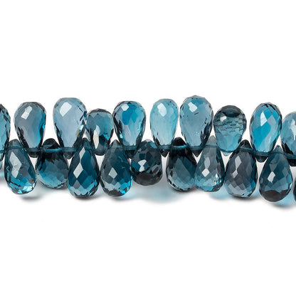 7x5-8x5mm London Blue Topaz faceted tear drop beads 8 inch 73 pieces AA
