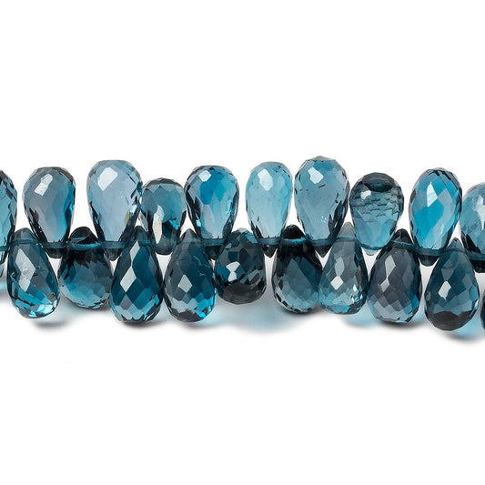 7x5-8x5mm London Blue Topaz faceted tear drop beads 8 inch 73 pieces AA