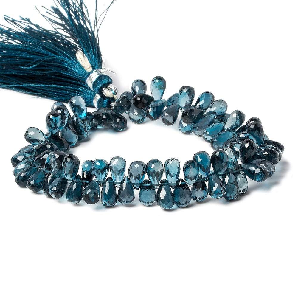 7x5-8x5mm London Blue Topaz faceted tear drop beads 8 inch 73 pieces AA