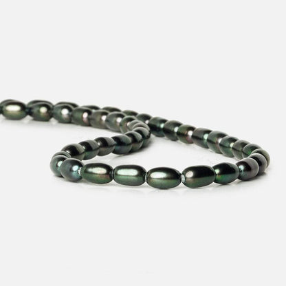 8x5mm Pistachio Peacock Large Hole Oval Freshwater Pearls 15inch 48pcs