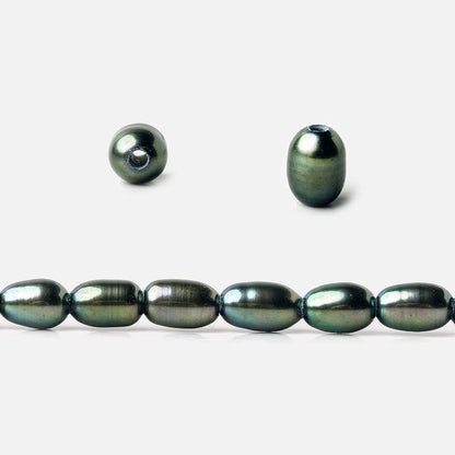 8x5mm Pistachio Peacock Large Hole Oval Freshwater Pearls 15inch 48pcs