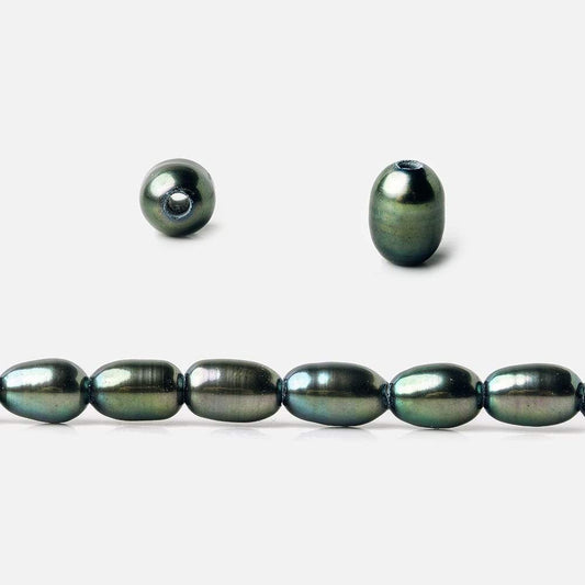 8x5mm Pistachio Peacock Large Hole Oval Freshwater Pearls 15inch 48pcs