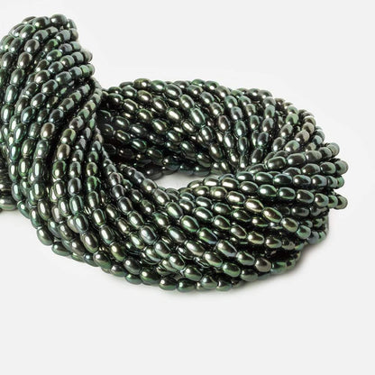 8x5mm Pistachio Peacock Large Hole Oval Freshwater Pearls 15inch 48pcs