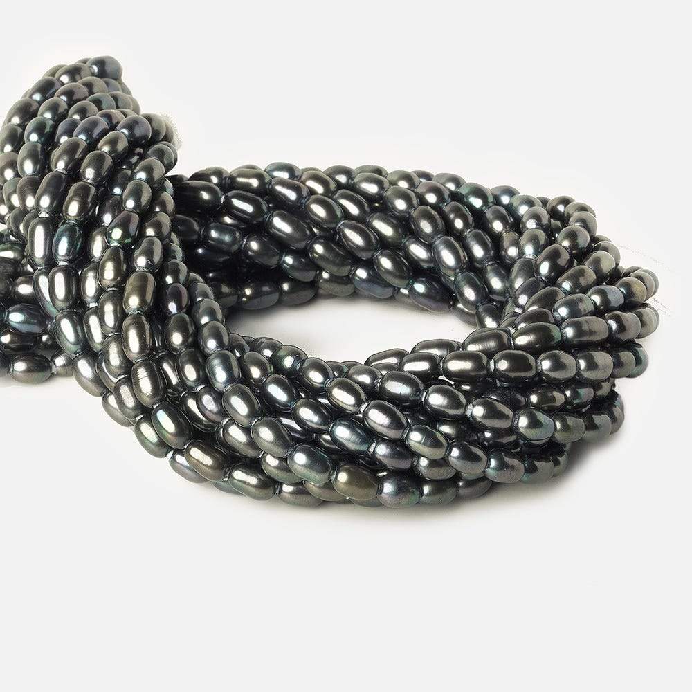 7x5mm Platinum Grey Large Hole Oval Freshwater Pearls 15 inch 48 pcs