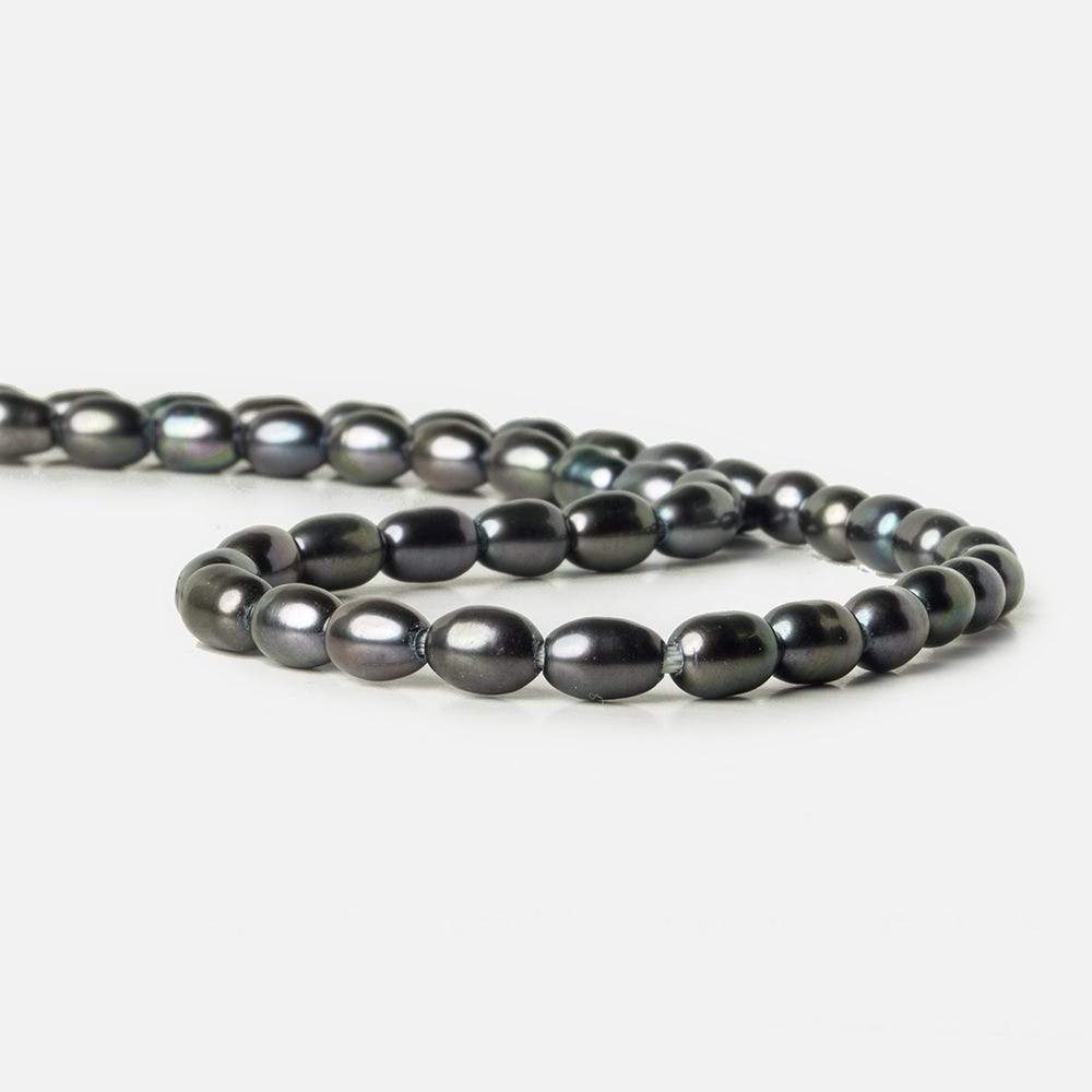 7x5mm Platinum Grey Large Hole Oval Freshwater Pearls 15 inch 48 pcs