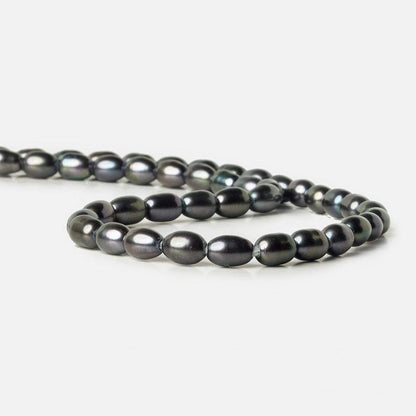 7x5mm Platinum Grey Large Hole Oval Freshwater Pearls 15 inch 48 pcs