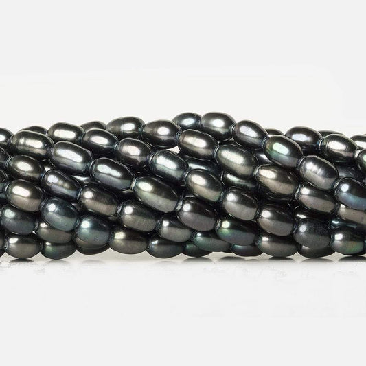 7x5mm Platinum Grey Large Hole Oval Freshwater Pearls 15 inch 48 pcs