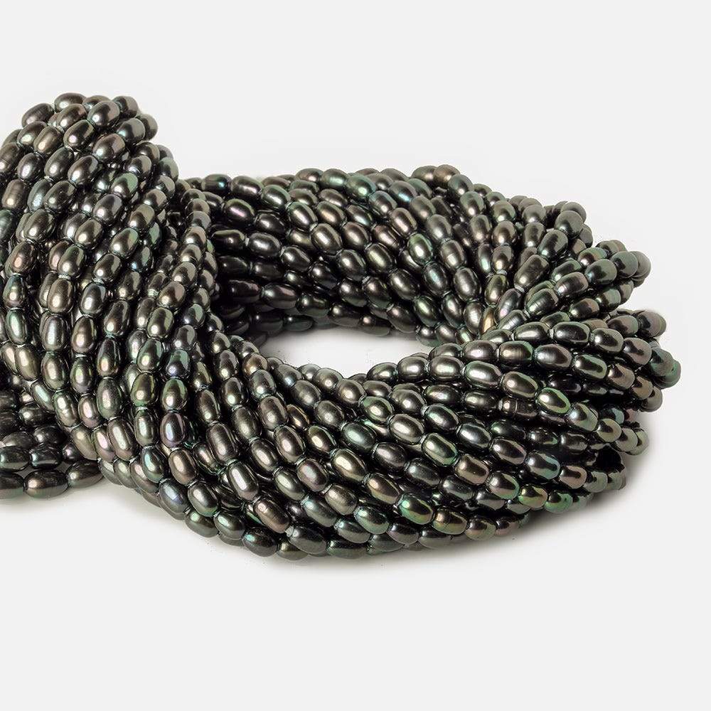 7x5mm Platinum Iridescent Large Hole Oval Freshwater Pearls 15inch 48 pcs