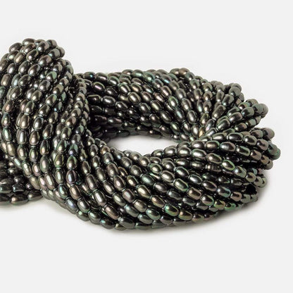 7x5mm Platinum Iridescent Large Hole Oval Freshwater Pearls 15inch 48 pcs