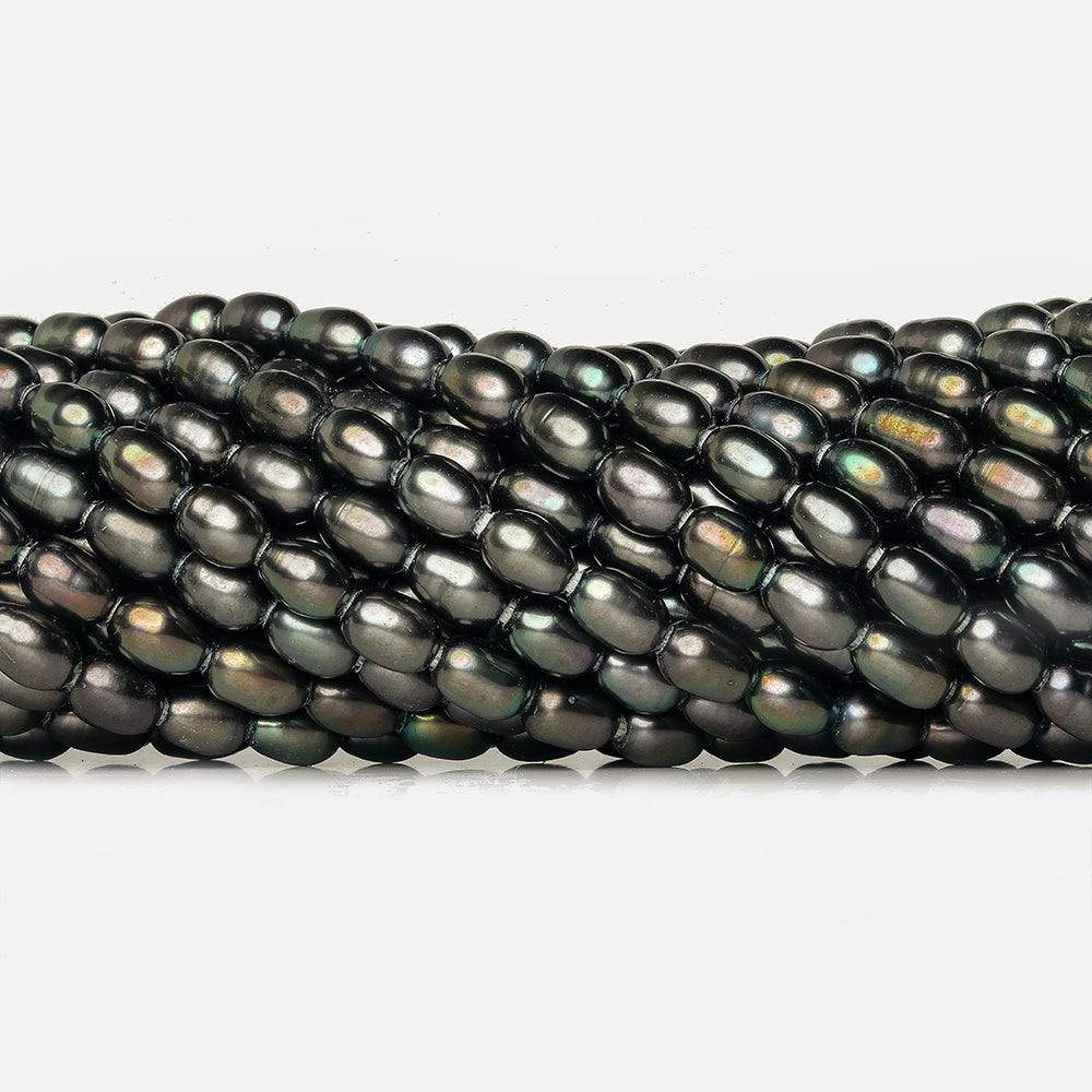 7x5mm Platinum Iridescent Large Hole Oval Freshwater Pearls 15inch 48 pcs