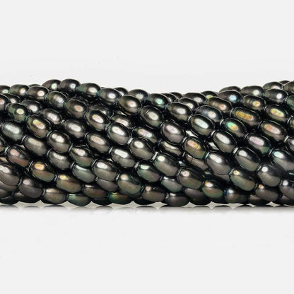 7x5mm Platinum Iridescent Large Hole Oval Freshwater Pearls 15inch 48 pcs