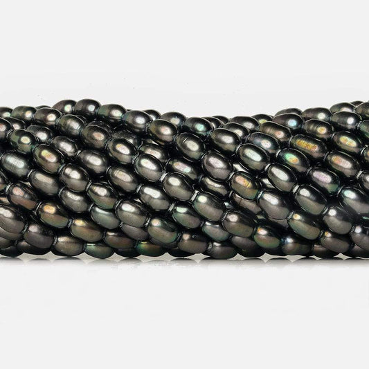 7x5mm Platinum Iridescent Large Hole Oval Freshwater Pearls 15inch 48 pcs