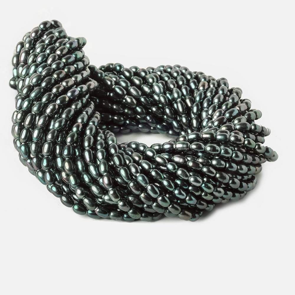 7x5Platinum Peacock Large Hole Oval Freshwater Pearls 15 inch 48 pcs