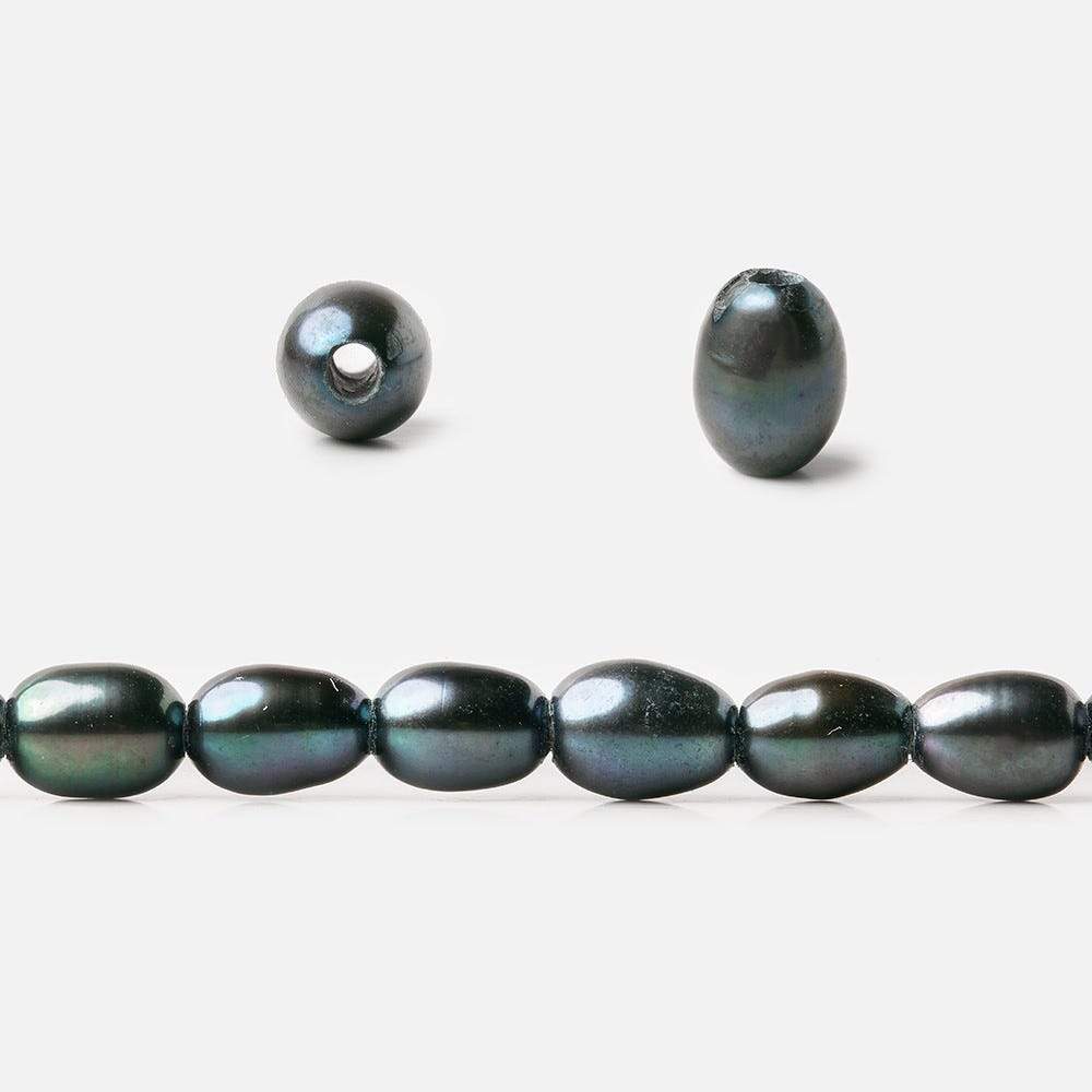 7x5Platinum Peacock Large Hole Oval Freshwater Pearls 15 inch 48 pcs