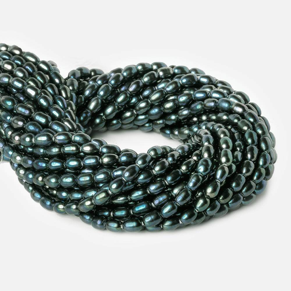 7x5mm Teal Peacock Large Hole Oval Freshwater Pearls  15 inch 48 pcs