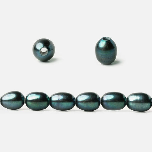 7x5mm Teal Peacock Large Hole Oval Freshwater Pearls  15 inch 48 pcs