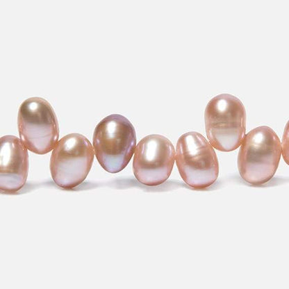 7x5-8x6mm Peachy Pink Top Drilled Oval Freshwater Pearls 16 inch 74 pieces