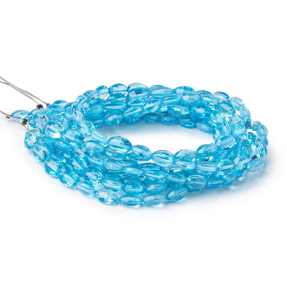 7x5-8x6mm Swiss Blue Topaz Faceted Oval Beads 15 inch 45 pieces AAA