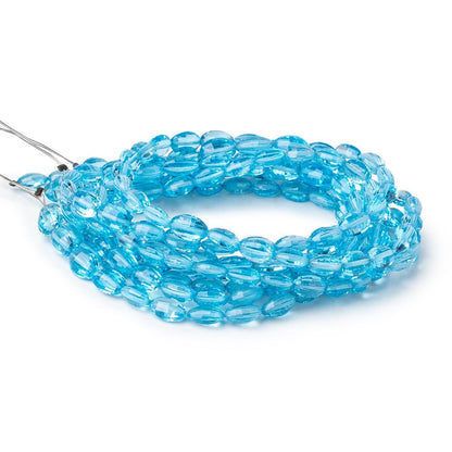 7x5-8x6mm Swiss Blue Topaz Faceted Oval Beads 15 inch 45 pieces AAA