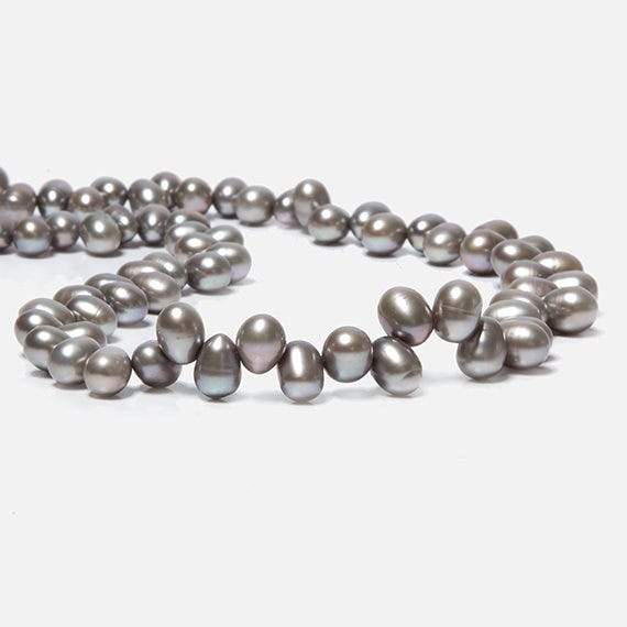 7x5-8x6mm Venetian Silver Top Drilled Oval Freshwater Pearls 15.5 inch 77 pcs
