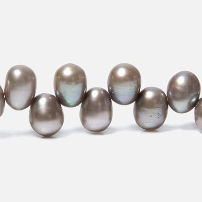 7x5-8x6mm Venetian Silver Top Drilled Oval Freshwater Pearls 15.5 inch 77 pcs