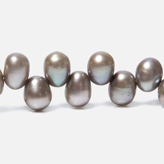 7x5-8x6mm Venetian Silver Top Drilled Oval Freshwater Pearls 15.5 inch 77 pcs