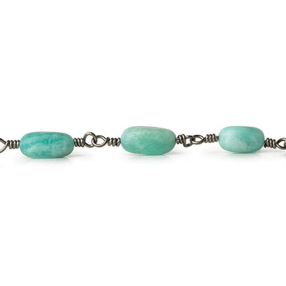 7x5-9x6mm Matte Amazonite plain nugget Black Gold plated Chain by the foot