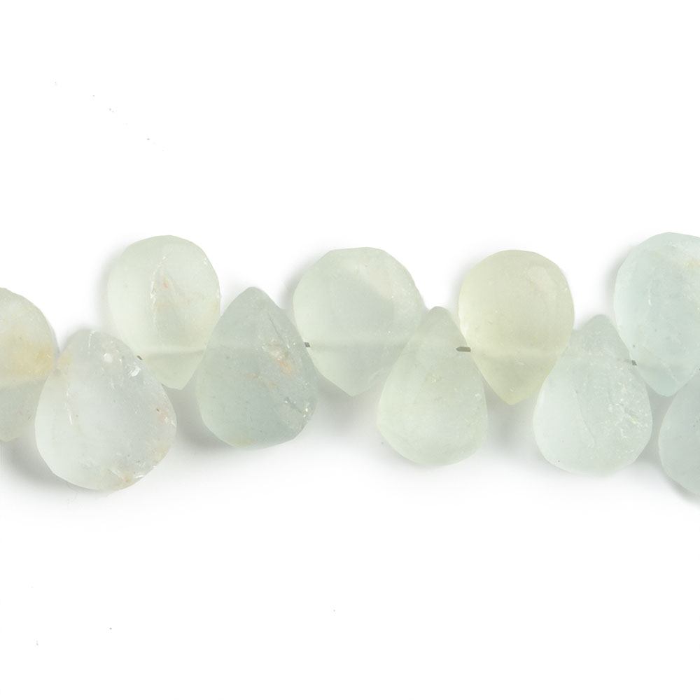 7x5-9x6mm Matte Aquamarine plain pear beads 7.5 inch 52 pieces