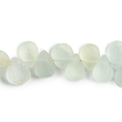 7x5-9x6mm Matte Aquamarine plain pear beads 7.5 inch 52 pieces