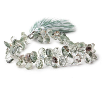 7x5-9x6mm Moss Quartz Faceted Pear Beads 8 inch 65 pieces