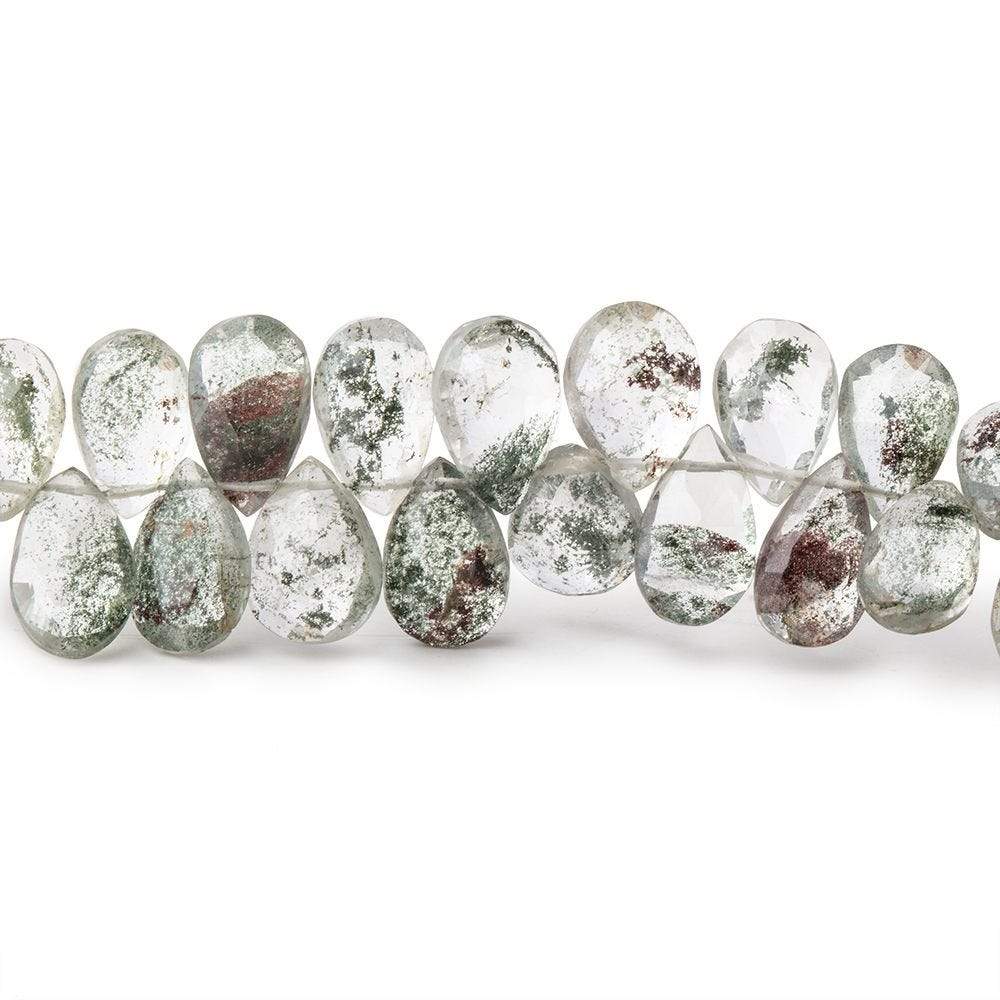 7x5-9x6mm Moss Quartz Faceted Pear Beads 8 inch 65 pieces