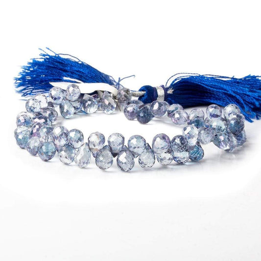 7x5-9x6mm Mystic Blue Topaz faceted tear drop beads 8 inch 63 pieces
