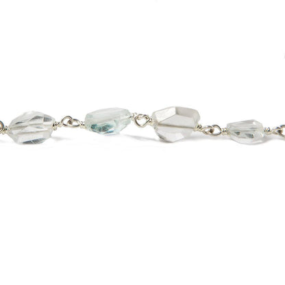7x5-9x7mm Aquamarine & White Beryl faceted nugget Sterling Silver Chain