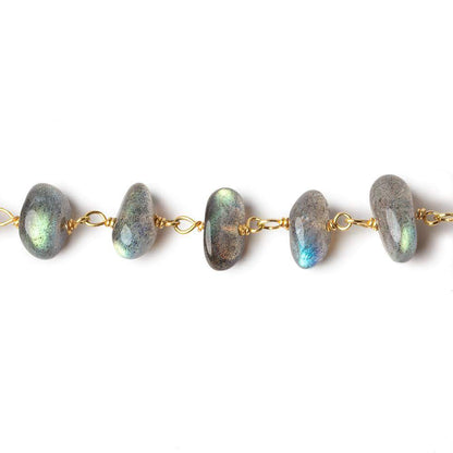 7x5-9x7mm Labradorite plain nugget Vermeil Chain by the foot 30 beads