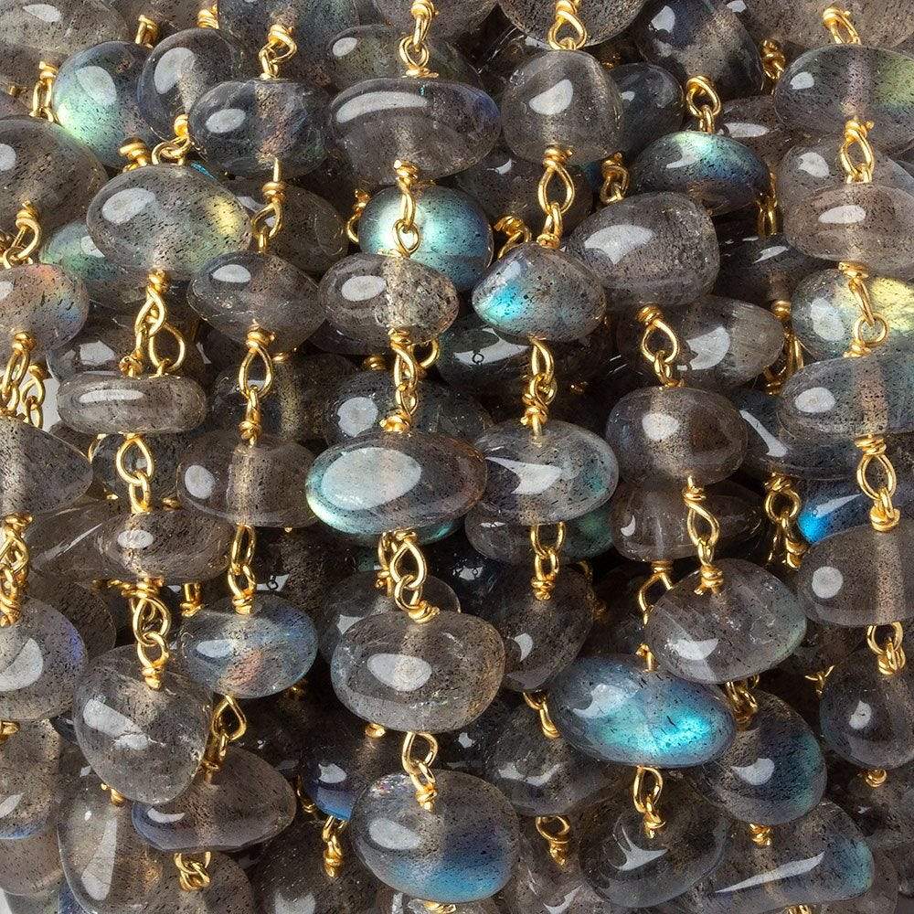 7x5-9x7mm Labradorite plain nugget Vermeil Chain by the foot 30 beads