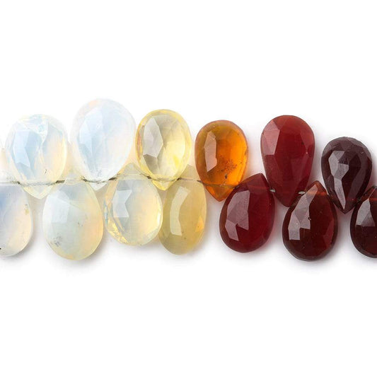 7x5-9x7mm Multi Color Mexican Fire Opal Pear Briolette beads 9 inch 68 pieces